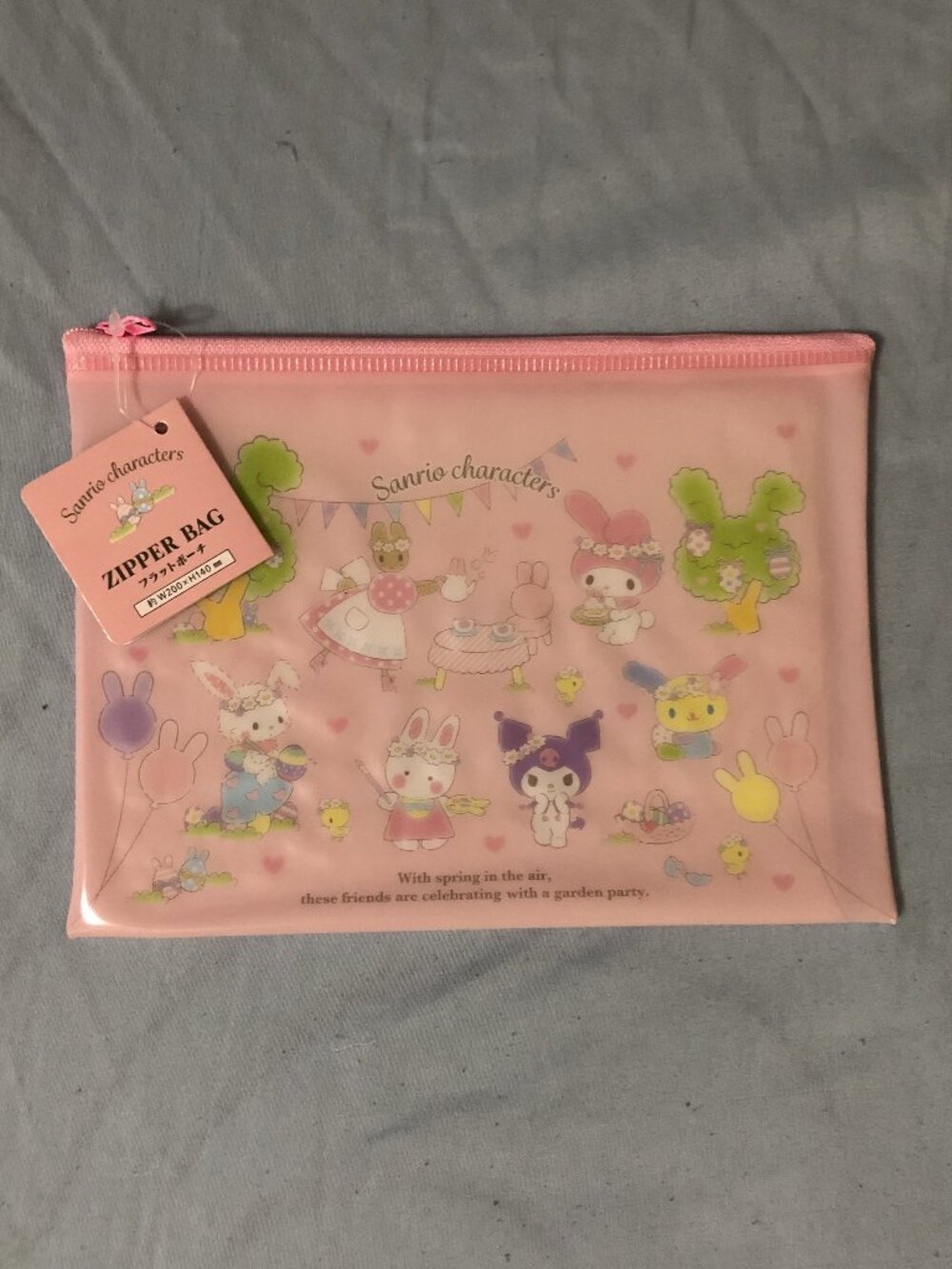 Sanrio Japan Characters Spring Garden Party Flat Vinyl Zipper Bag